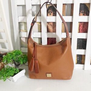 Dooney & Bourke Tan Hobo Bag with Tassel Detail